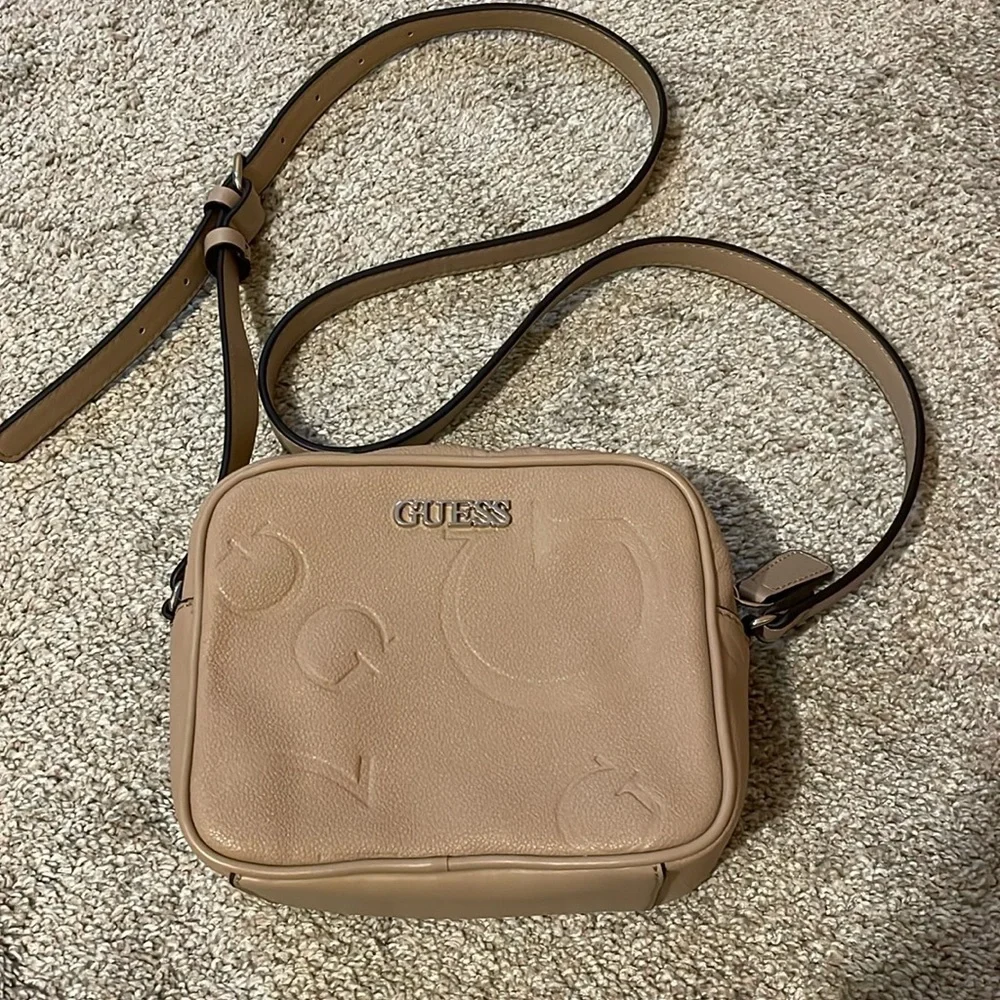 Guess Women Light Pink Printed Campos Mini Crossbody Sling Bag